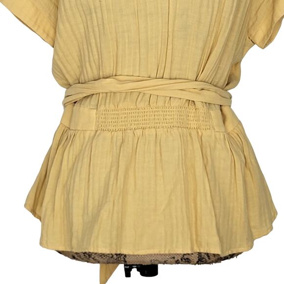 Sundance Hepburn Textured Wrap Surplice Short Sleeve Top Size Medium - Picture 6 of 9